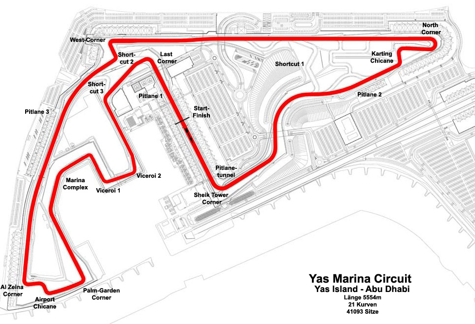 Streckenplan Yas Marina Circuit